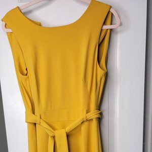 Calvin Klein Yellow Crepe Fit & Flare Dress